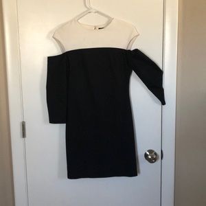 Black and white sleeveless mini dress